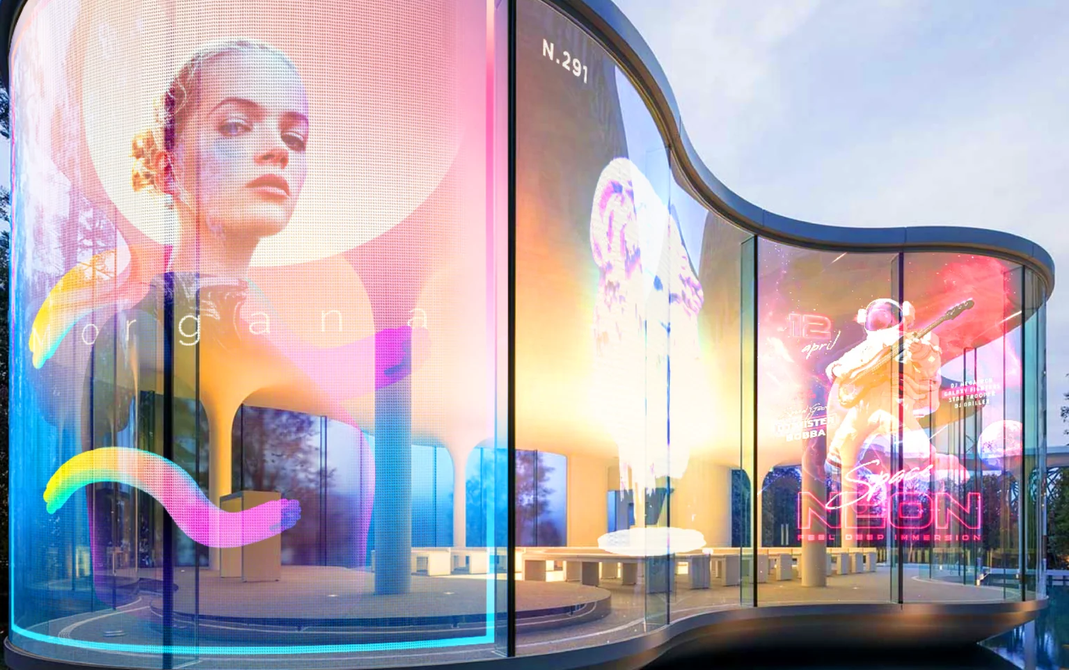 A Series flexible transparent LED film display 