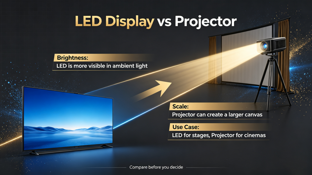 LED Display vs Projector Poster
